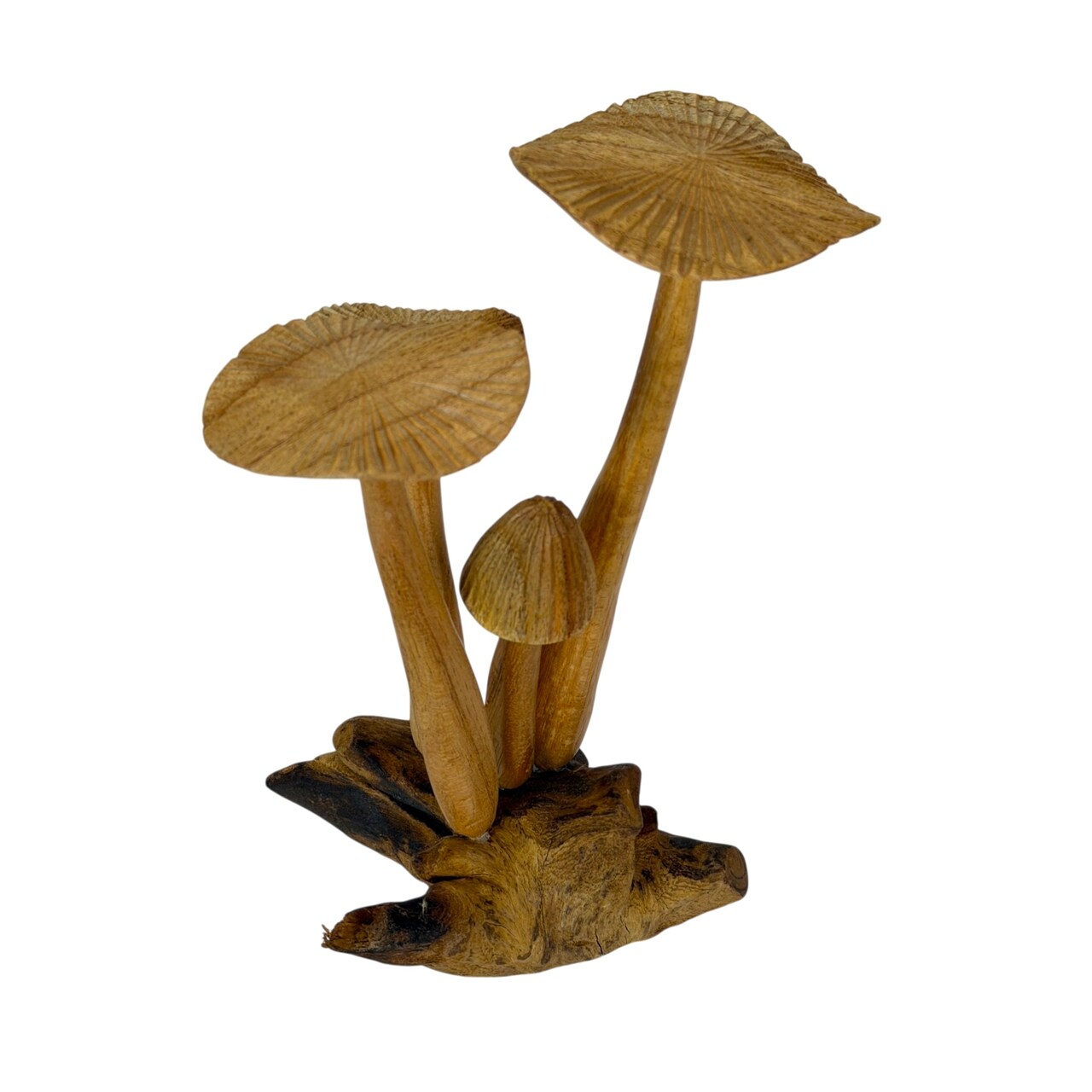 Wood Mushroom Sculpture Natural Tabletop Figurine Root Base Decor